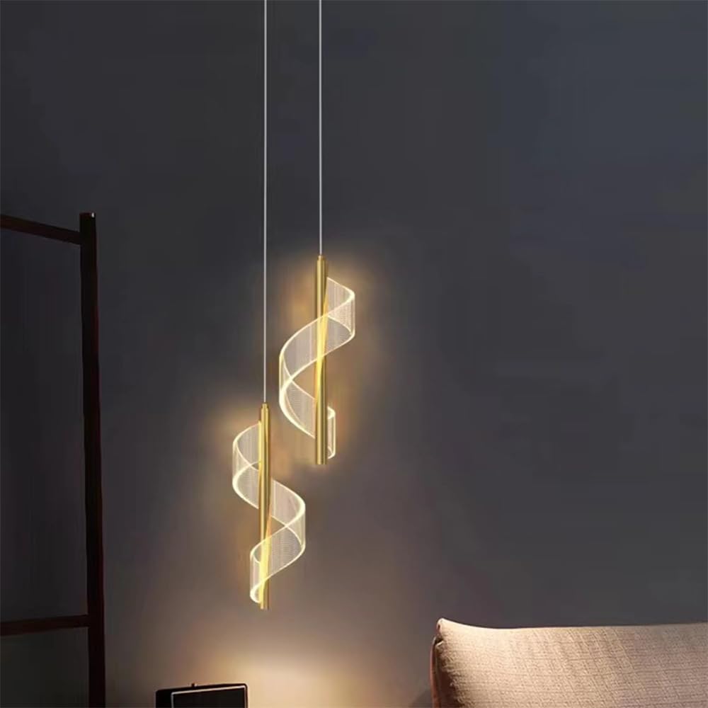 Mengjay Nórdica Moderno Lamparas Colgantes de Techo Diseño lineal,LED Lámpara Colgante en metal, Plafon Led Techo Lámpara de Araña para Sala de Estar Dormitorio Mesita Noche Comedor (Oro, S)