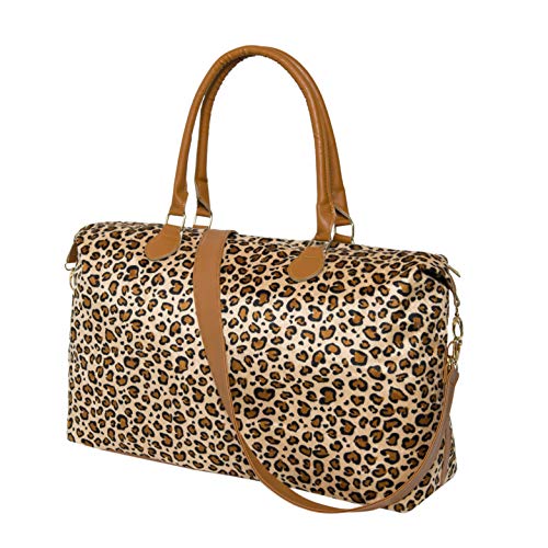 Geechen Weekender Bag for Women - Travel Cute Overnight Duffle Bag with Straps (Leopard)