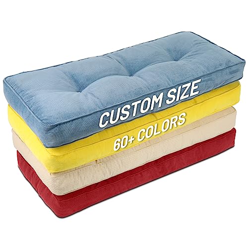 Lokex Bench Cushion,Custom Size 90+Color Non-Slip Thick and Breathable Bench Cushions for Indoor/Outdoor Furniture,Tufting Window Seat Cushions Indoor