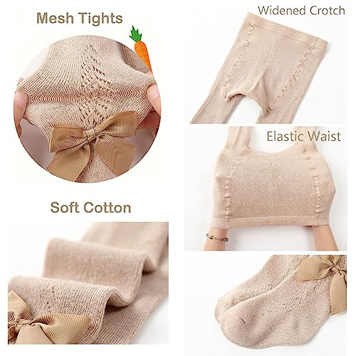Baby Girl Tights Toddler Cable Knit Tights with Bow Seamless Mesh Leggings Stockings Infant Cotton Pantyhose4