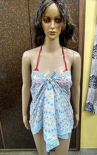 Sarong/Cum Mini Scarfs Pure cotton indian design hand block printed mini stoll for girls, women 70x20 inch Mini3