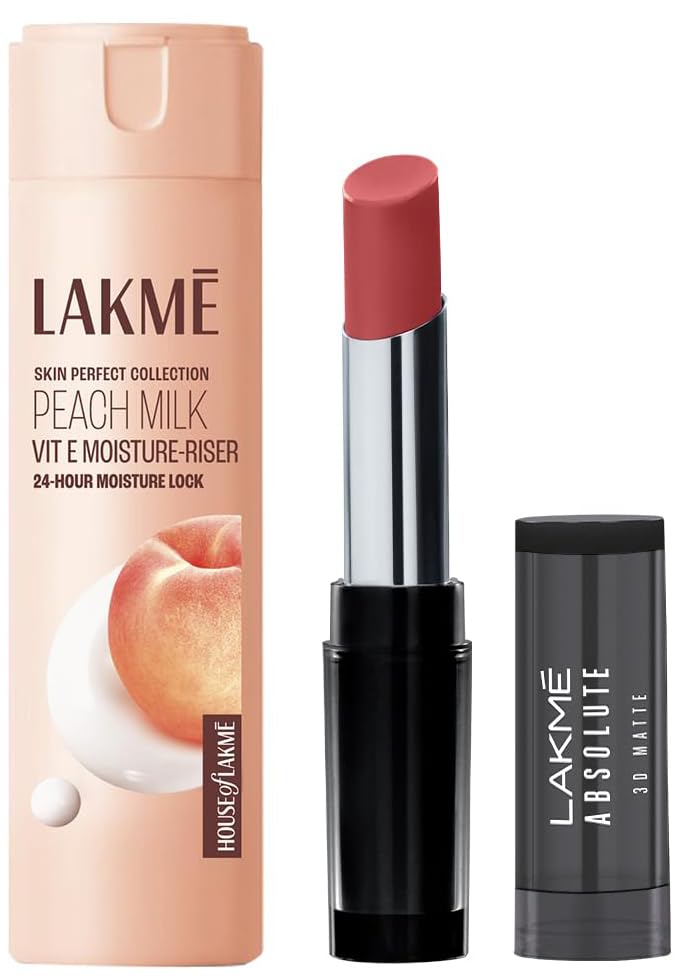 Lipstick 14 Nude Reign (Matte) & LAKMÉ Peach Milk Moisturizer Body Lotion 60 Ml