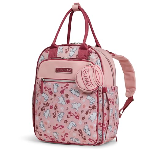 Disney Diaper Bag Backpack with Changing Pad Winnie the Pooh – 16” Nylon Baby Bag for Parents, Insulated Bottle Holders, Multiple Storage Pockets