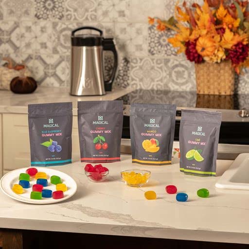 Magical butter machine Gummy Mix 4 Pack Easy-to-Use, Flavorful & Customizable Gummy-Making Solution - Comes w/ 4 Delicious Flavors - Cherry, Mango, Blue Raspberry & Lime