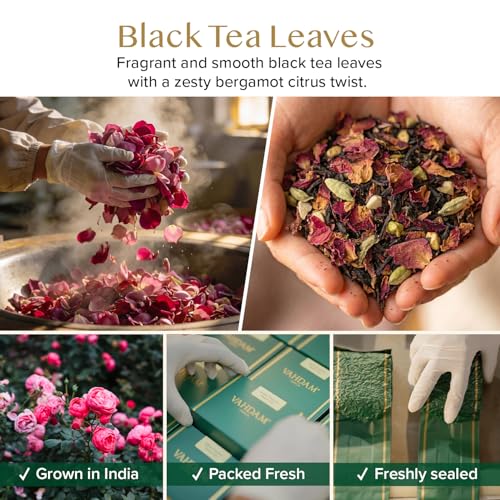 Image of VAHDAM Blooming Rose Black Tea (3.53oz|50+ Cups) Black Tea with Rose Petals