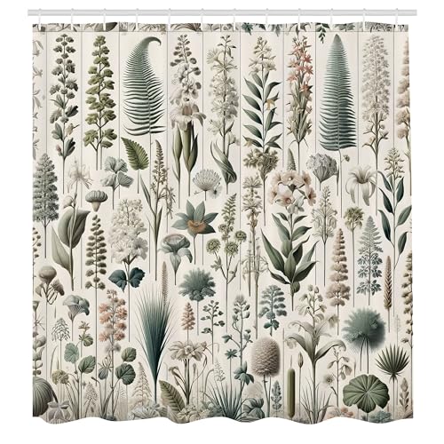 ABAKUHAUS Neutral Duschvorhang, Exotische botanische Illustration von...