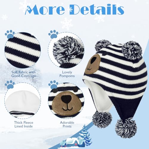 Century Star Baby Boy Hat Winter Fleece Lined Hat Knit Earflap Kids Caps Infant Toddler Hats for Baby Girls with Pom Pom4