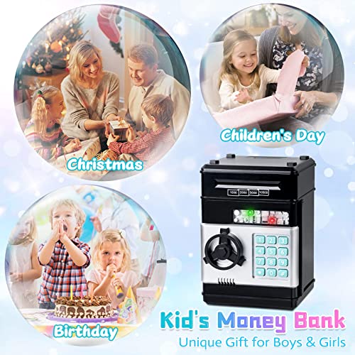 Image of Refasy Piggy Bank Cash Coin Can ATM Bank Electronic Coin Money Bank for Kids Age 3-12, Money Savings Box Mini ATM Coin Bank Toys Gifts for 3 4 5 6 7 8 9 10 11 12 Year Old Boys Girls