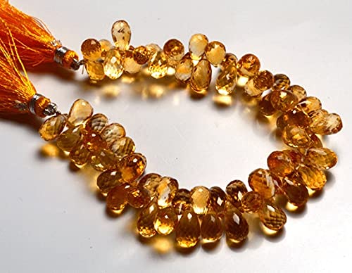 Citrine briolette naturelle 10-11mm en fil de 19cm pour création de bijoux de qualité AAA