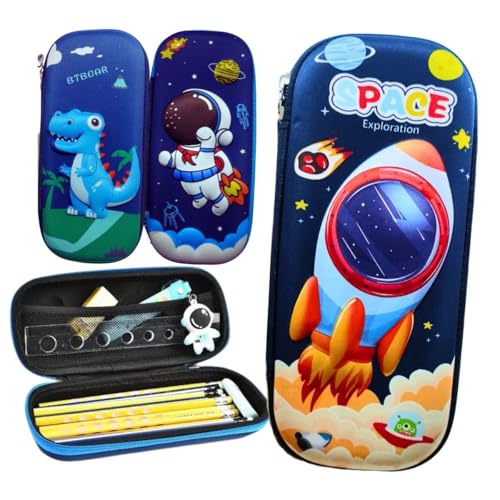 Genérico Bolsa Escolar Infantil 3D Volta As Aulas Escola Menino Azul Astronauta 36 Lápis Canetinha Giz Tesoura Cola