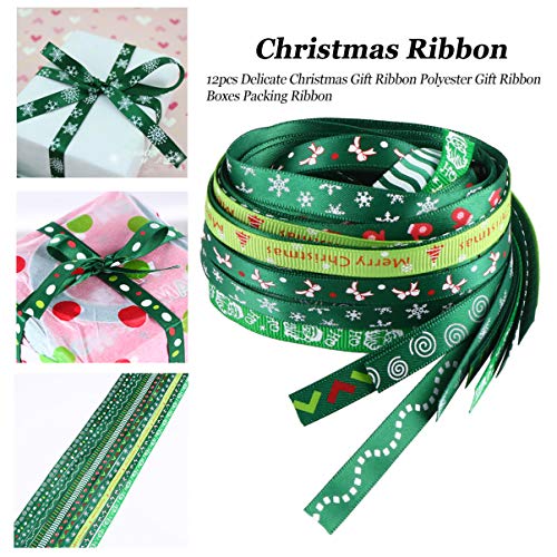 FARUTA 12 tiras de fita de Natal 1 jarda 0,4 fitas de gorgorgorão fitas de poliéster de Natal tema p