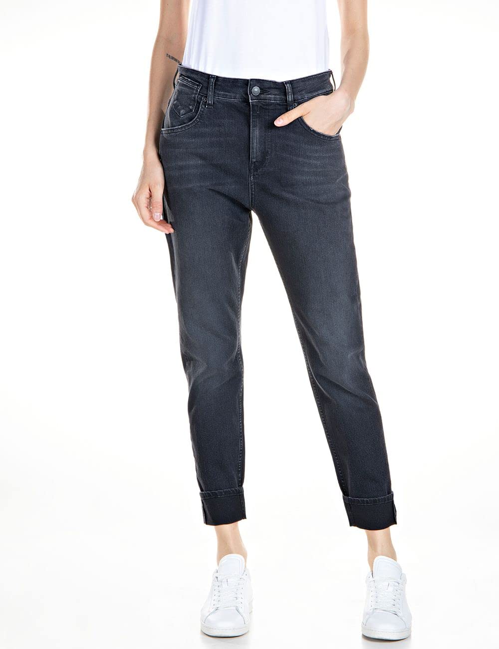 Replay Damen Jeans Marty Boyfit Bio, Dark Grey 097 (Grau), 25W / 32L