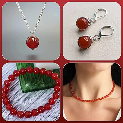 Image of 51pcs Red Round Carnelian Gemstone Beads 6 MM