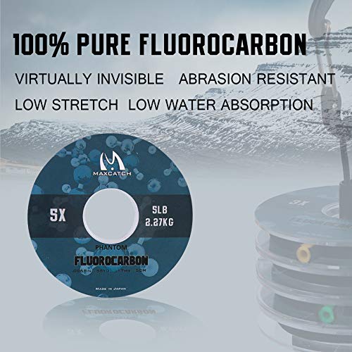 M Maximumcatch Maxcatch Fluorocarbon Leader Tippet Line For Fly Fishing With Tippet Line Holder & Tender, Clear, 50M/55Yds, 4Pcs (1X+2X+3X+4X (55Yds Per Spool)) #TOP1
