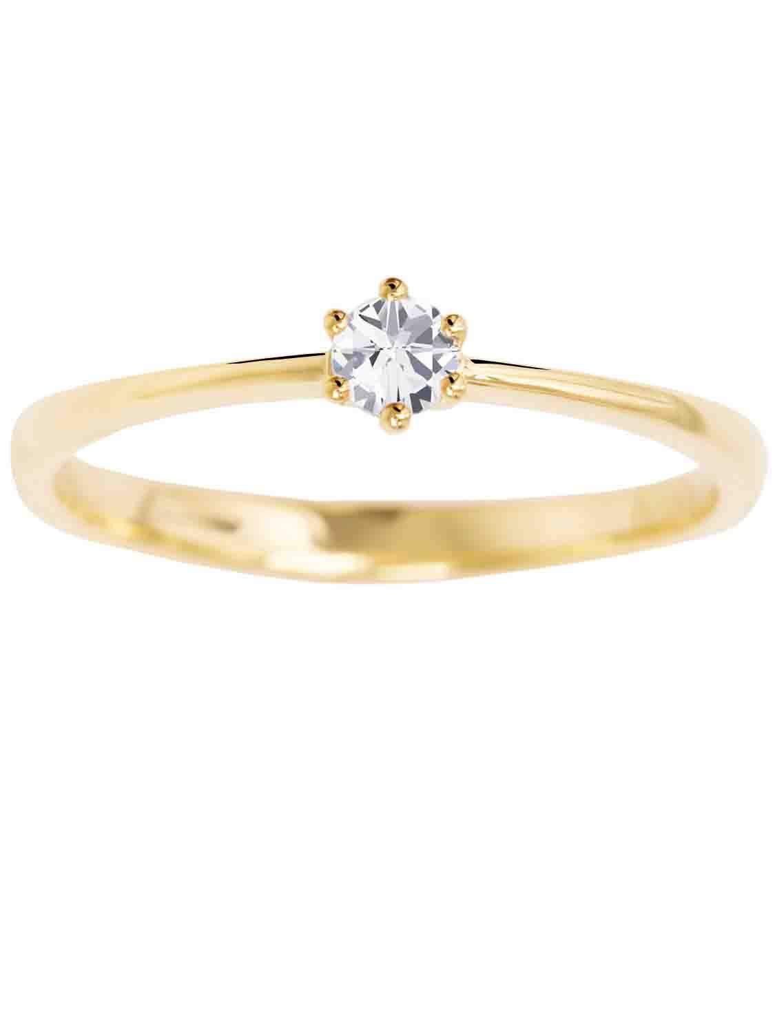 My Gold Damen Verlobungsring Zirkonia Gold 585 Echtes Weißgold (14 Karat) Heiratsantrag Antrag Damenring Goldring Golden Love