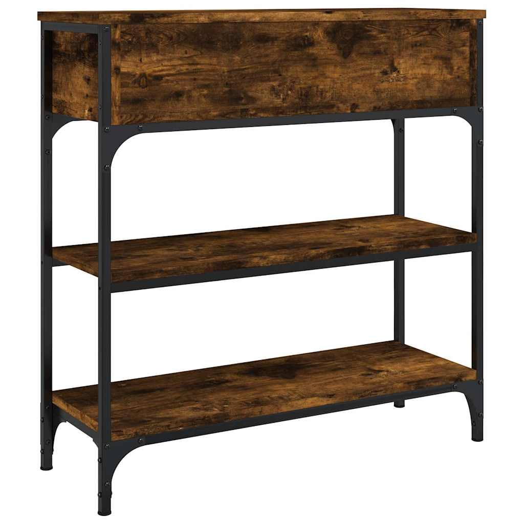vidaXL Table Console, Table d'Entrée avec Rangement, Table de Couloir, Table d'Appoint Salon Salle de Séjour Maison Intérieur, Industriel, Chêne Fumé Bois d'Ingénierie
