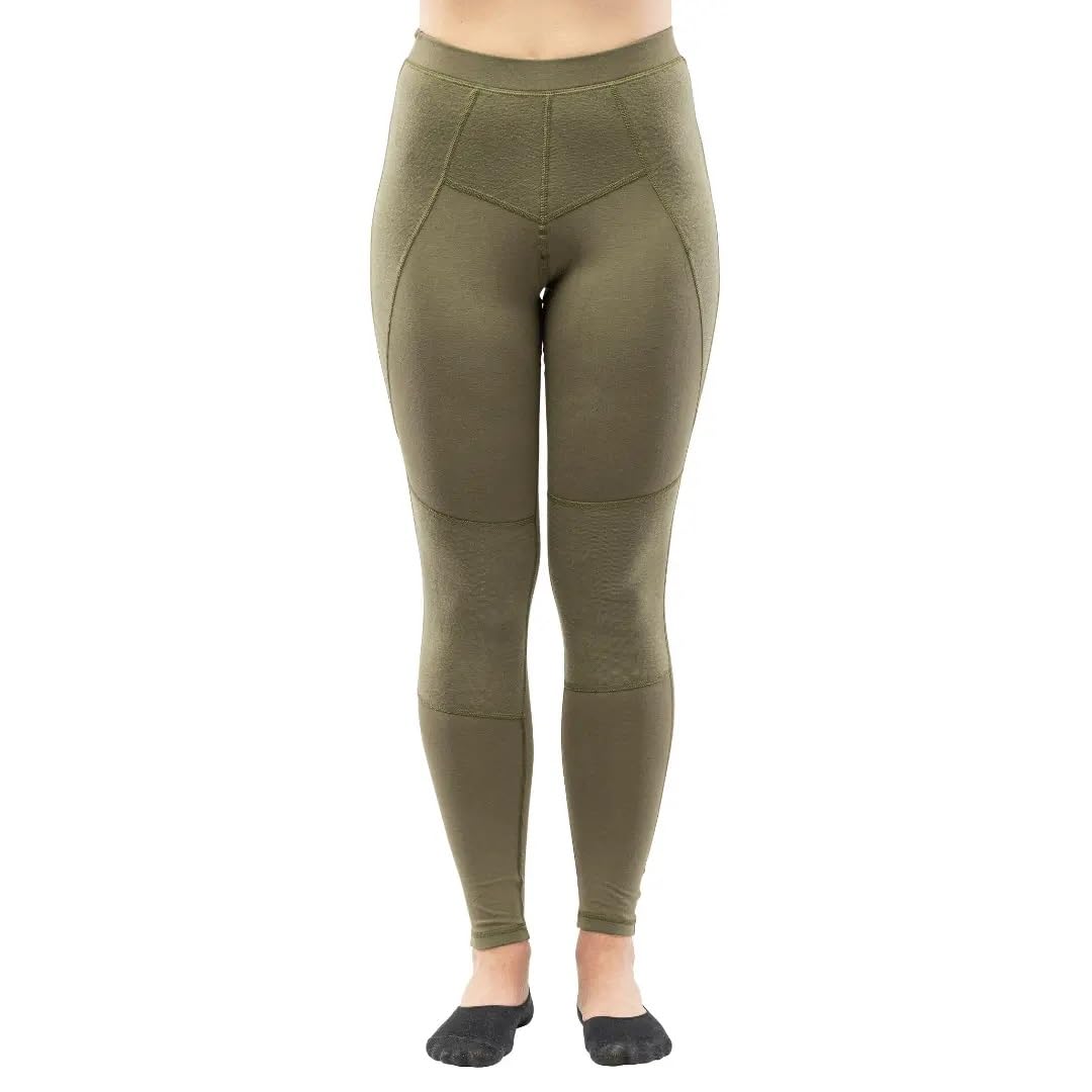 Biancheria Intima Termica Donna in Lana Merino e Eco-Bamboo – Pantaloni Lunghi e Leggings – Taglia XL, Khaki, vestibilità Regolare