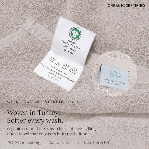 California Design Den Organic Cotton Luxury Bath Towel Set, Light Beige - image 5