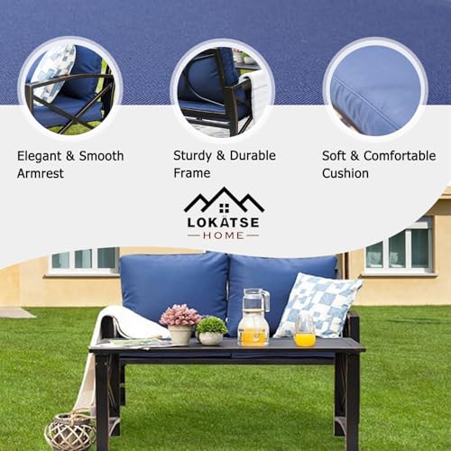 Image of LOKATSE Home Patio Outdoor Rocking Chair Bistro Sets with Coffee Table