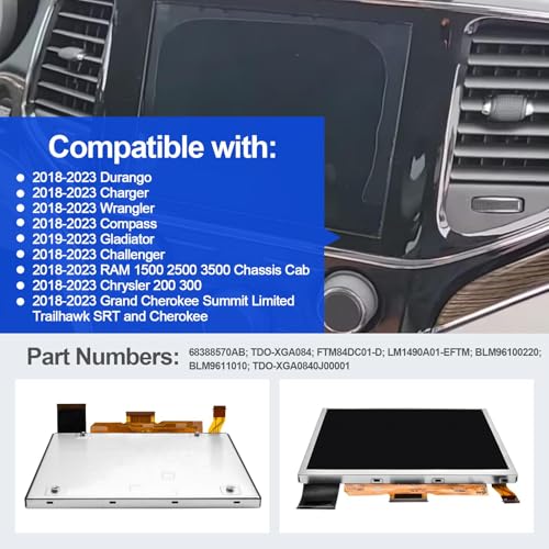 Image of 8.4 Inches Uconnect 4 4C UAQ LCD Touch Screen Display Compatible with 2018-2023 Challenger Grand Cherokee Ram Trucks Digitizer Part Numbers TDO-XGA084 68388570AB