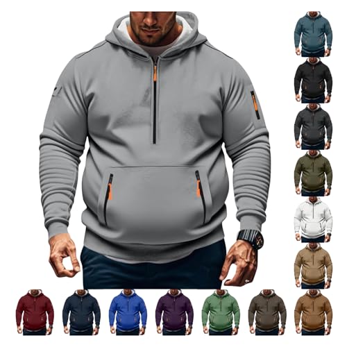 XUNRYAN Mens Fleece Hoodies Zip Up Pullover Plus Size Sweatshirt Baggy Hoodie Lightweight Winter Warm Thermal Tops Streetwear