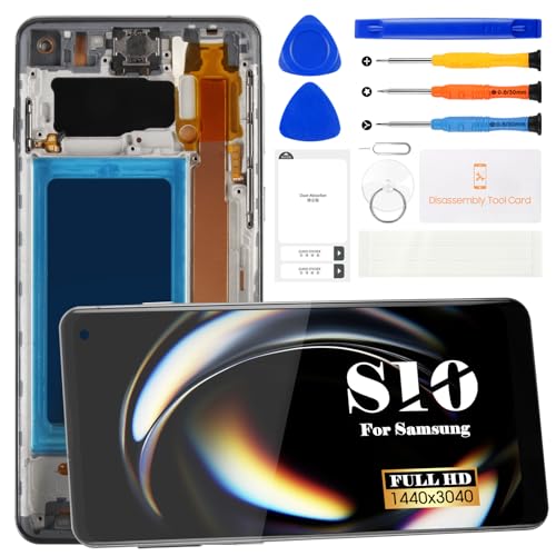 TFT for Samsung Galaxy S10 Screen Replacement for Samsung S10 LCD Digitizer Repair Kits for Samsung S10 Screen Replacement SM-G973U Touch Display Assembly with Frame (Without Fingerprint Function)