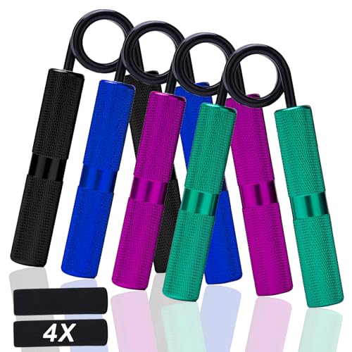 Grip Strength Trainer 4 Pack,50LB-200LB Metal Hand Grip Strengthener Set,Non-Slip Heavy-Duty Strength Training Equipment for Muscle Building and Hand Rehabilitation Exercising