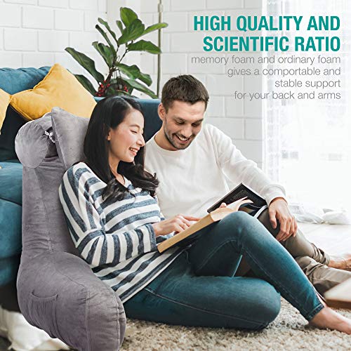 Vekkia Bed Rest Reading & Neck Pillow, Bonus Multifunction Detachable Pillow, Ergonomic Design. Perfect Back Support for Adults Reading/Watching TV/Sitting in Bed - Extra Foams Incl. Large- 23.5' - Image 7