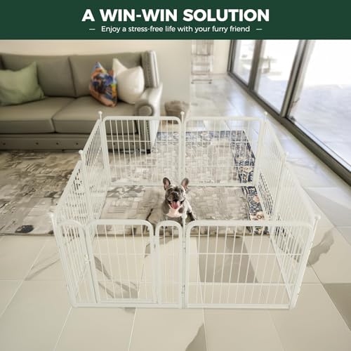 Image of FXW Rollick Unleashed Dog Playpen for Indoor, Yard, RV Camping, 24 inch 16 Panels for Small and Puppy Dogs, White│Patented