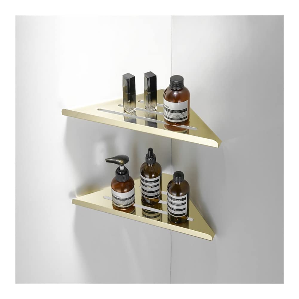 TXGJWRA Gold Corner Shower Caddy Stainless Steel Bathroom Shelf Organizer Wall Mounted Kitchen Spice Rack with Floating Shelves
