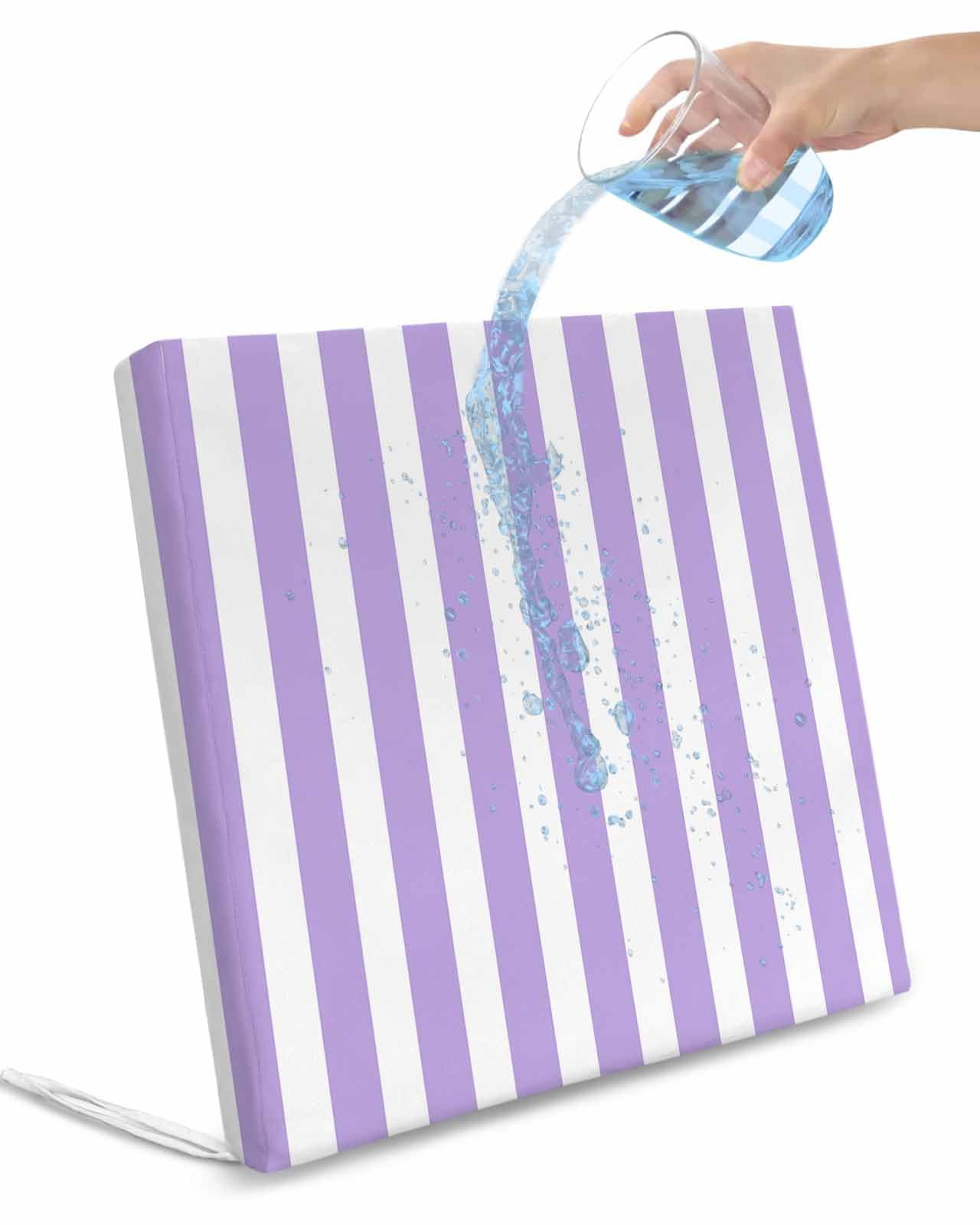 Pinroote Purple Striped Patio Cushion Covers, Outdoor Cushion Covers Waterproof Seat Cushion Slipcovers, Modern Farmhouse Purple White Stripes Chair Cushion Cover for Garden Sofa 22