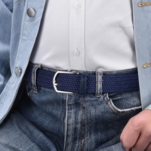 Image of 2pcs Men's Stretch Woven 1.3 inch Wide Elastic Braided Belts