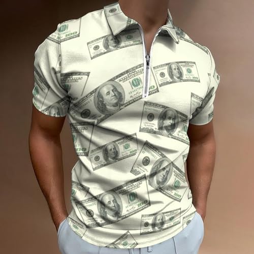 $100 Bill U.S. Dollar Men's Golf Polo Shirts Lightweight Short Sleeve Top Casual Sport Slim Fit Tees2