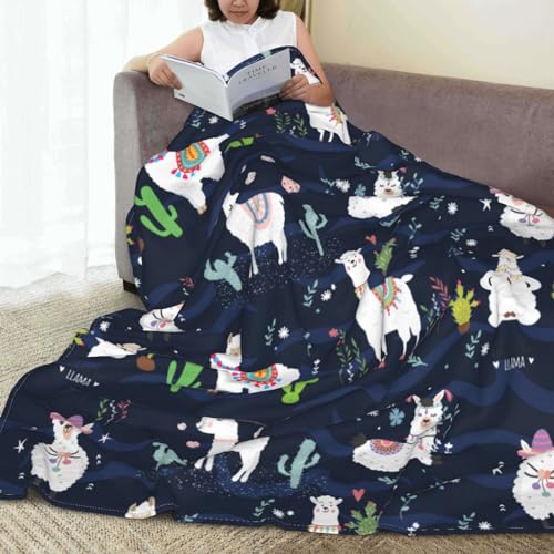 Joismea 202181683379 Cute Llama Soft Warm Throw Blanket Lightweight Flannel Fleece Bed Blanket Gift thumb #2