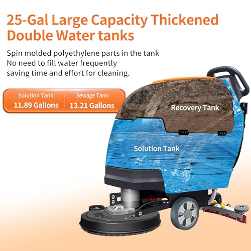 Image of N3 20 inch Walk-Behind Scrubber Kit,31 inch Squeegee,190 RPM | sturdy metal frame & wear-resistant ABS; full kit with 2 brushes 2 rubber lips; Perfect for retail; epoxy & greasy floors