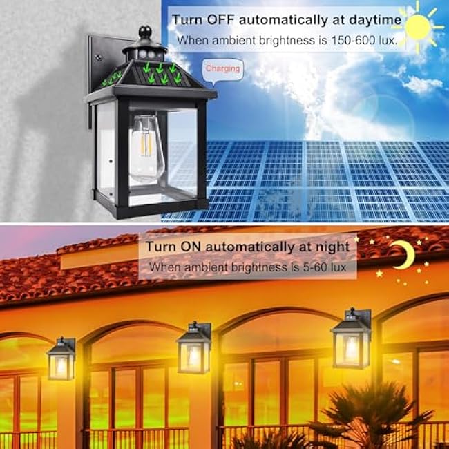 Solar Wall Lights Solar Porch Sconce Lights Large Size Lantern Fixture