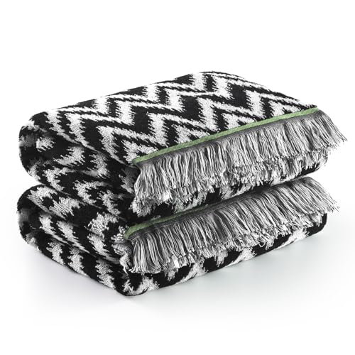 ecolook Black and White Boho Bath Towels 2 Pack 27.5x55