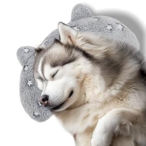 Large Dog & Cat Pillow, Glow in Dark U-Shaped Neck Pillow, Machine Washable Dog Toy & Gift (Glow Grey, L)