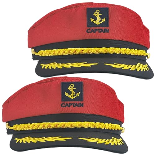 IFJJ 2 Pcs Yacht Captain hat Navy Marine Hat Dress Up & Pretend Play Sailor hat for Men Women...