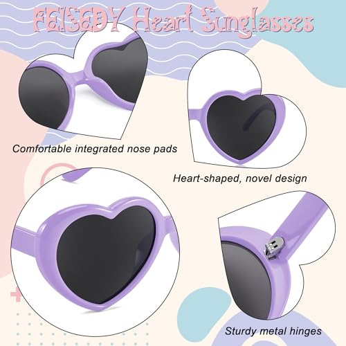FEISEDY Heart Shaped Polarized Sunglasses Kids for Toddler Girls Age 3-10 Shaped Cute Fashion Sunnies B00774