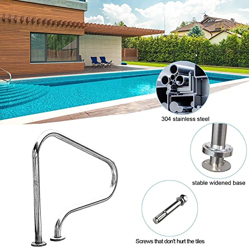 Barandal para piscina de acero inoxidable 80 x 27 x 80 cm miniatura 7