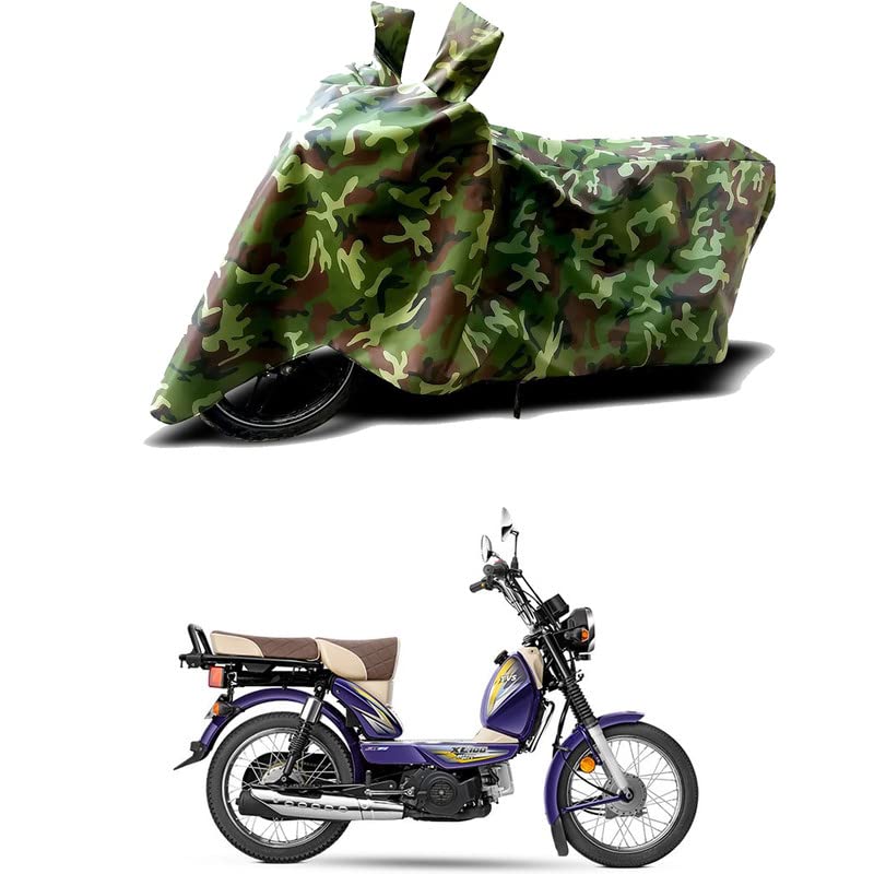 Image of 100% Water Resistant Full Bike Scooty Two Wheeler Body Cover Compatible For TVS XL100 Comfort /UV-Rays /Heat Protection /Birds Dropping /Scratchproof /Dust proof /Waterproof /All Varient[Green MJ]