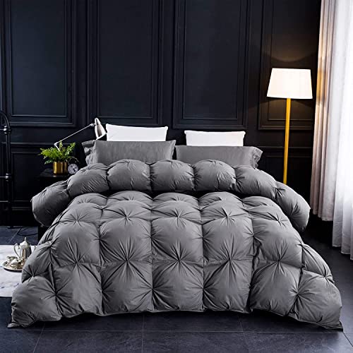 Three Geese GPPK2017001 Pinch Pleat Feathers Down Comforter King Size Duvet Insert,750+ Fill Power,1200Tc 100% Cotton Fabric,All Seasons Premium Grey Down Comforter thumb #1