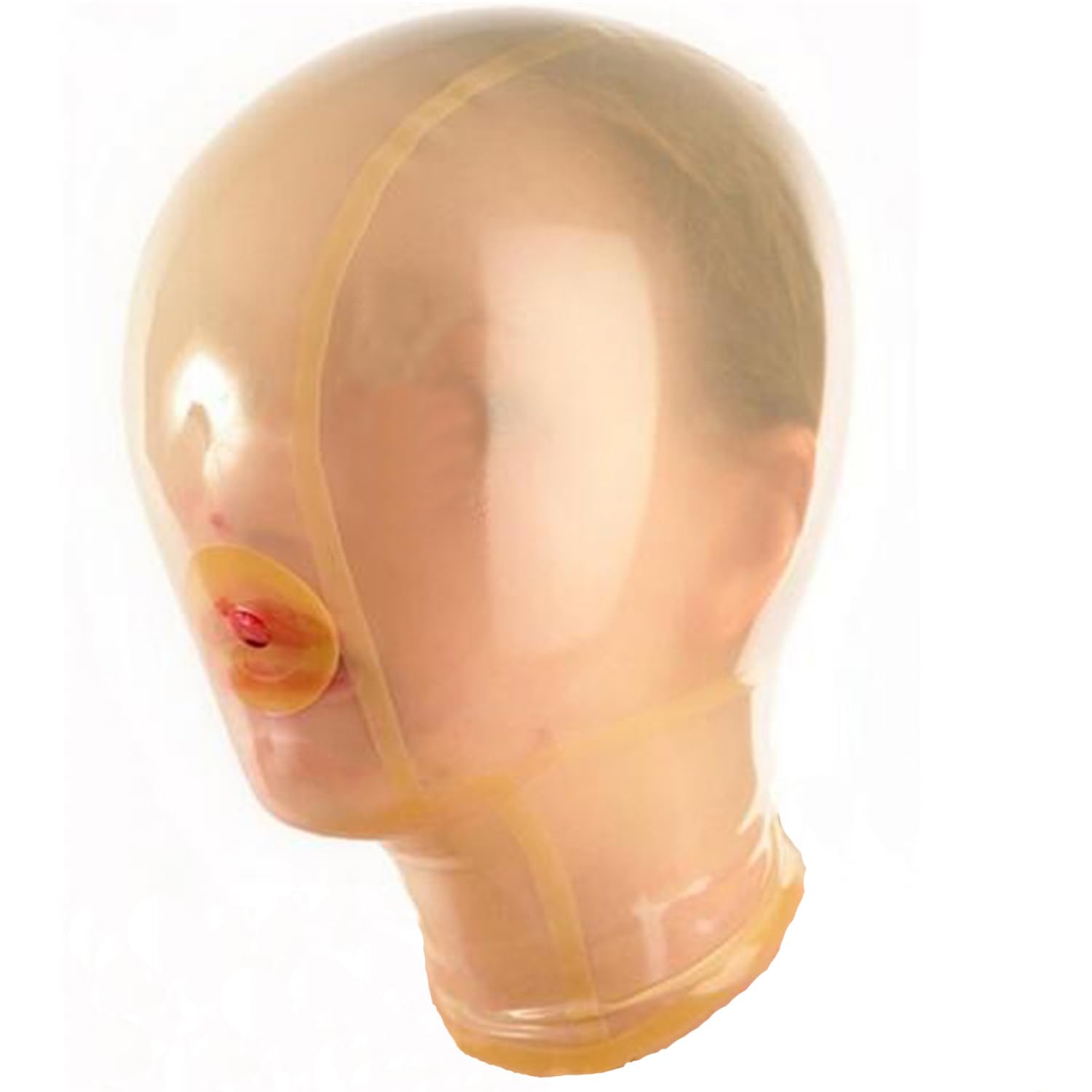 SecondSkin Latex Hood with Breath Control Hole for Playing Suffocating Rubber Mask Club Party Wear (Transparent, Medium)