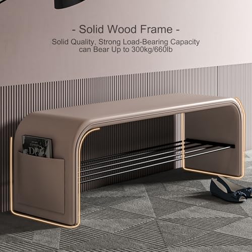 Banc à chaussures avec rangement orange et assise confortable de 100 cm