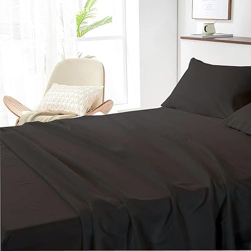 Miniatura 3 de Juego de sábanas de tamaño matrimonial, juego de sábanas de microfibra cepillada de 4 piezas de 1800 hilos, sábanas de bolsillo profundo de 15