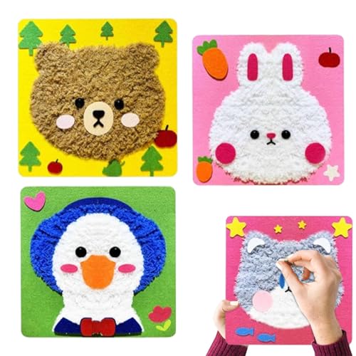 Generico Kit de costura para niños de 8 a 12 años – Juego de costura educativa artesanía infantil | 3 formas animales para kit, aprenden a coser los principiantes de