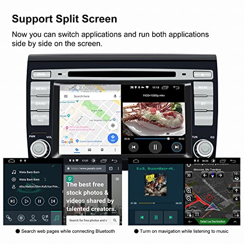 pour Fiat Bravo 2007-2012 Android 12 Octa Core 4 Go de RAM 64 Go ROM 7 "Lecteur DVD de Voiture Multimédia Système GPS Support Voiture Auto Play/TPMS/OBD / 4G WiFi/Dab - Image 7