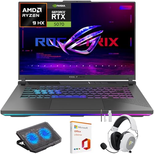 ASUS ROG Strix G16 (2025) Gaming Laptop, 16' FHD+ 165Hz/3ms Display, NVIDIA GeForce RTX 5070, AMD Ryzen 9 8940HX, 32GB RAM, 1TB SSD, Wi-Fi 6E, RGB Backlit, Win 11, w/Mytrix Accessory Lifetime Office