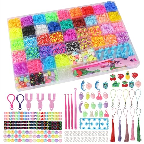 YeeQo 4100+ Elastique Bracelet Colorés, Bracelet Elastique Enfant Kit 54 grilles Coffret DIY...